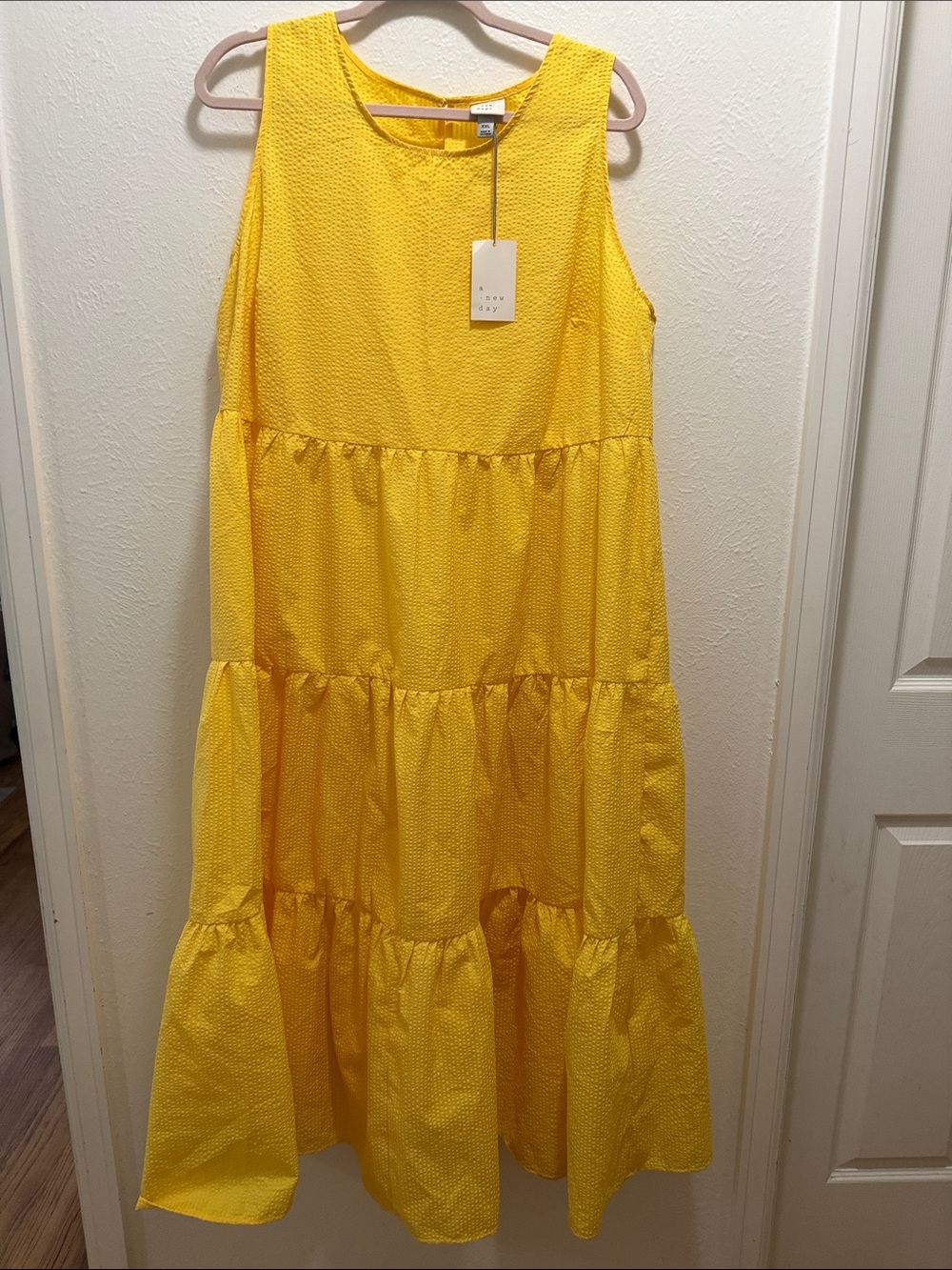 a new day Yellow Sleeveless Tiered Summer Dress